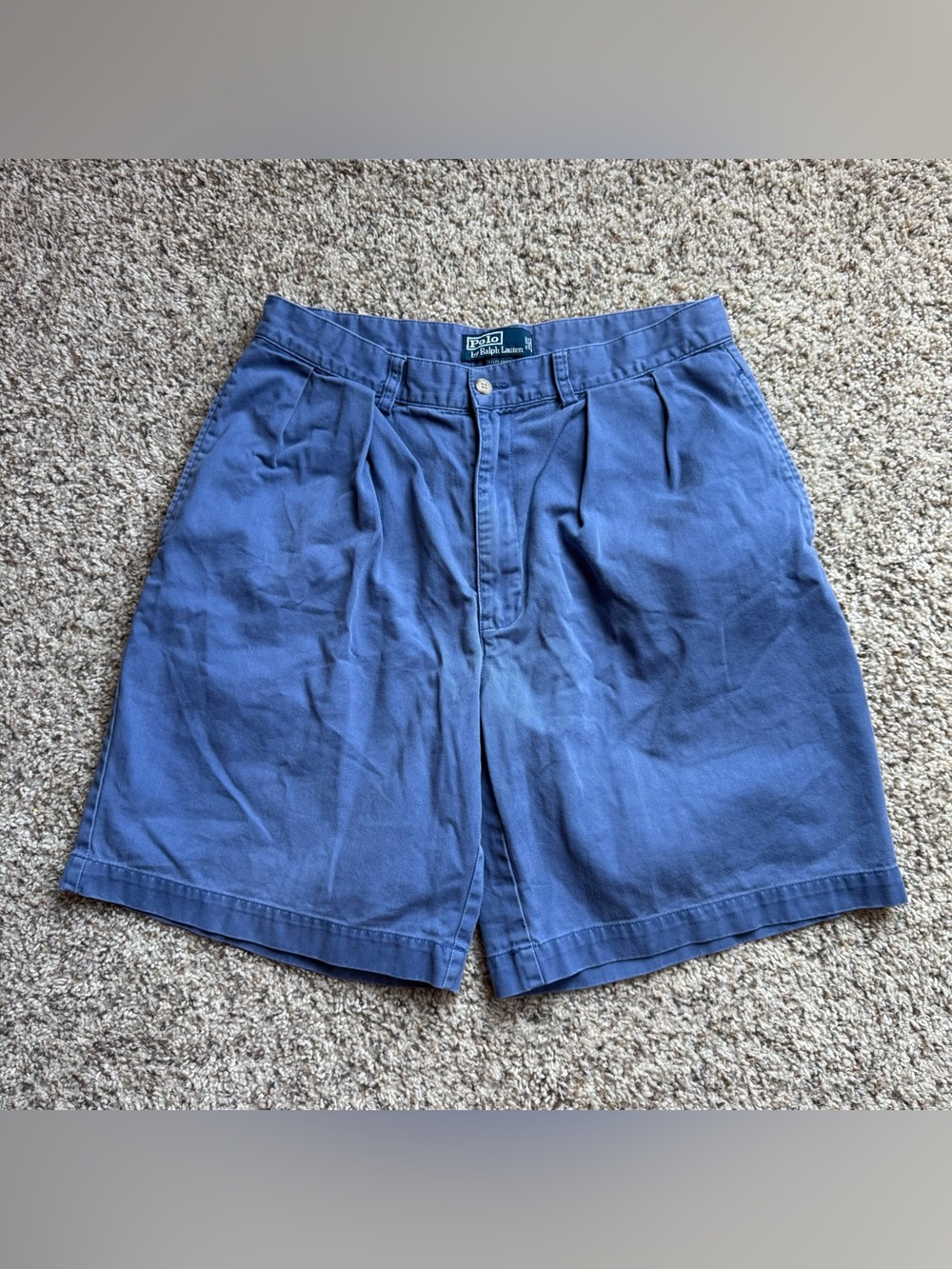 Polo Ralph Lauren Men's Tyler Pleated Chino Shorts Size 32 Blue Cotton Casual